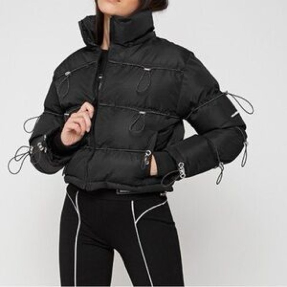 Manière De Voir Bungee Cord Puffer Jacket in Black Size 4